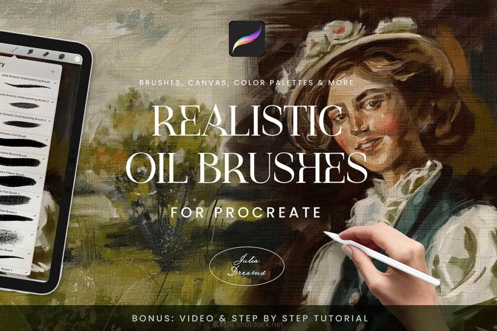 逼真的油画笔Procreate -绘画工具包Procreate iPad笔刷-Julia Dreams – Realistic Oil Procreate Br插图