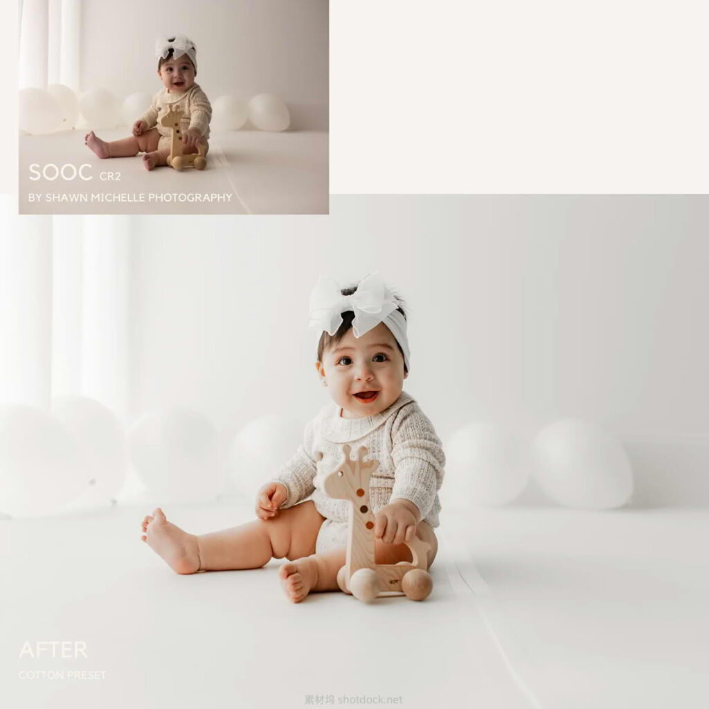 新生儿婴儿摄影用摄影棚室内光Lightroom预设– Cotton Lightroom/ACR Presets插图1