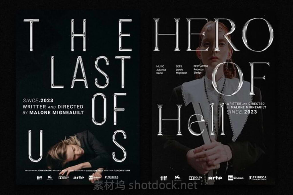 Adobe Photoshop模版PSD文件金属质感文字(铬)/预告片/电影标题/大片标题-Pixflow – Chrome Movie Posters插图 Adobe Photoshop模版PSD文件金属质感文字(铬)/预告片/电影标题/大片标题-Pixflow – Chrome Movie Posters插图