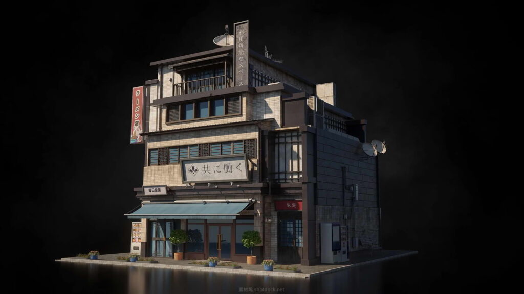 日本社区三维场景模型+4K贴图：FBX, OBJ and Blend-Japanese Neighborhoods插图4