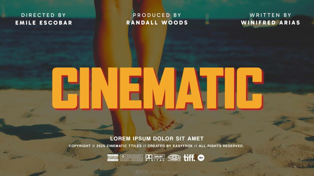文艺片电影标题Adobe Premiere Pro预设 预告片 短片 动画-Cinematic Titles插图1