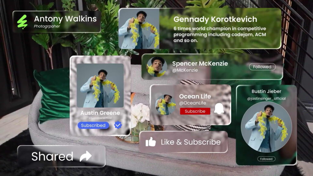 AE模版：液态玻璃透明质感人名条标签说明边框 无需任何插件Adobe After Effects-Liquid Glass Elements插图