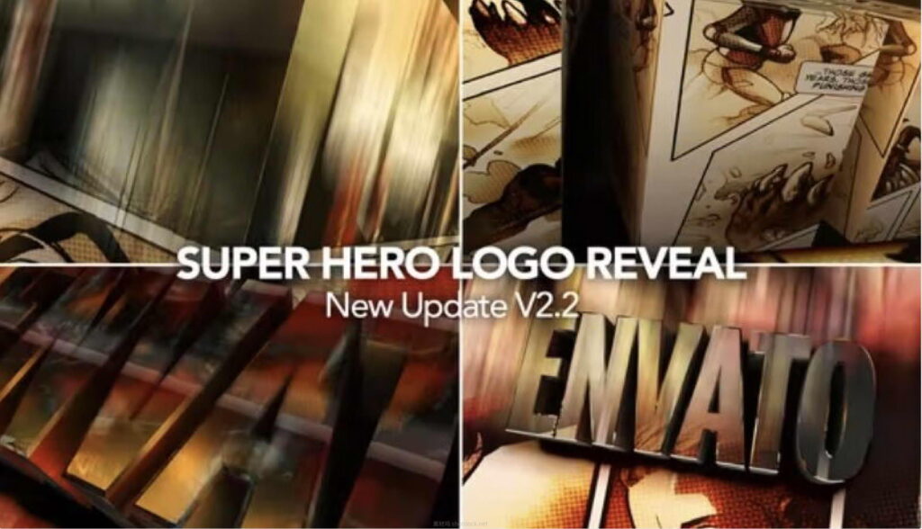 漫威电影超级英雄片头预告片Logo文字AE模版Adobe After Effects免费模版-Super Hero Logo Reveal Title插图